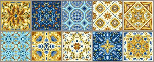 conjunto do estampado azulejo chão azulejos. coleção do cerâmico azulejos vetor