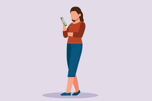 pessoas contenção, usando Móvel telefones. personagens com smartphones dentro mãos conceito. colori plano vetor ilustração isolado.