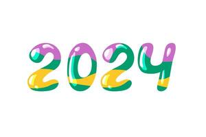 2024 Novo ano vetor. mão desenhado colorida número 2024 isolado em branco fundo vetor