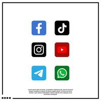 social meios de comunicação ícone Facebook, Twitter, Instagram, tik ok, whatapps, YouTube, telegrama vetor