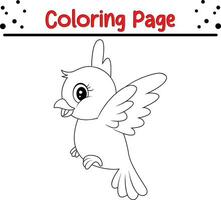 fofa pássaro coloração página. Preto e branco vetor ilustração para uma coloração livro.