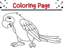 fofa papagaio desenho animado coloração página ilustração vetor. pássaro coloração livro para crianças. vetor