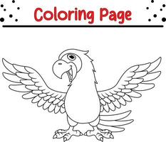 fofa papagaio desenho animado coloração página ilustração vetor. pássaro coloração livro para crianças. vetor