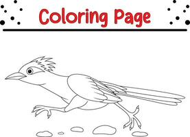 fofa corredor pássaro corrida estrada desenho animado coloração página ilustração vetor. pássaro coloração livro para crianças. vetor