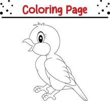fofa pássaro coloração página. Preto e branco vetor ilustração para uma coloração livro.