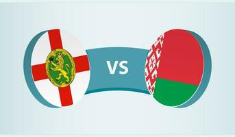 Alderney versus bielorrússia, equipe Esportes concorrência conceito. vetor