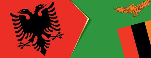 Albânia e Zâmbia bandeiras, dois vetor bandeiras.