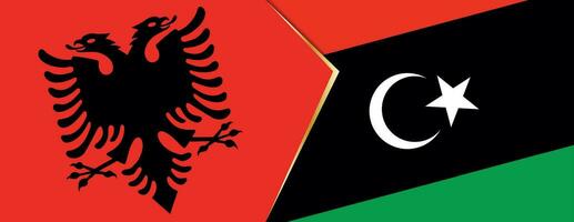Albânia e Líbia bandeiras, dois vetor bandeiras.