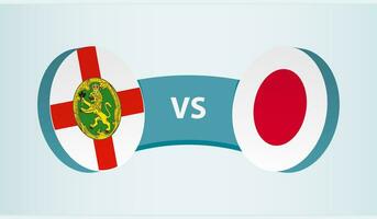 Alderney versus Japão, equipe Esportes concorrência conceito. vetor