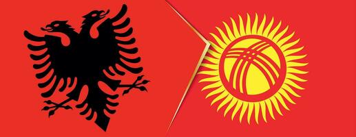 Albânia e Quirguistão bandeiras, dois vetor bandeiras.