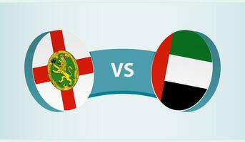 Alderney versus Unidos árabe emirados, equipe Esportes concorrência conceito. vetor