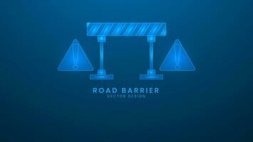 estrada barreira construção com listras. vetor ilustração com luz efeito e néon