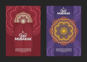 Design de padrão de mandala de fundo eid mubarak vetor