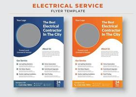 folheto de serviço de eletricista e modelo de pôster vetor