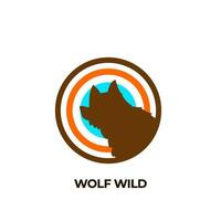 Lobo vintage logotipo. Lobo silhueta cabeça logotipo. caçador logotipo. Lobo silhueta logotipo. vetor