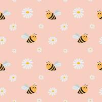 desatado vetor padronizar com abelha e flores bebê fundo para invólucro papel, cumprimento cartões, Projeto.