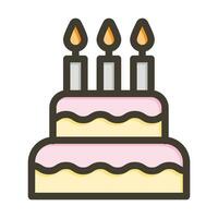 aniversário bolo vetor Grosso linha preenchidas cores ícone para pessoal e comercial usar.
