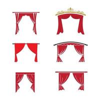 cortina vermelha decoração de cornija interior em tecido doméstico vetor