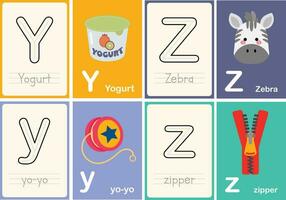 plano Projeto vetor fofa colorida abc alfabeto flashcards imprimível para crianças primeiro palavras atividade