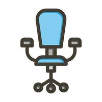 escrivaninha cadeira vetor Grosso linha preenchidas cores ícone para pessoal e comercial usar.