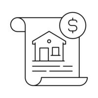 casa empréstimo ícone. documento com uma casa e dólar placa. casa financiamento soluções, hipoteca assistência. vetor