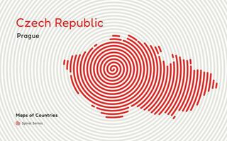 criativo mapa do tcheco república. político mapa. Praga. capital. mundo países vetor mapas Series. espiral impressão digital Series