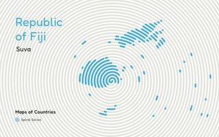 criativo mapa do fiji. político mapa. suva. capital. mundo países vetor mapas Series. espiral impressão digital Series
