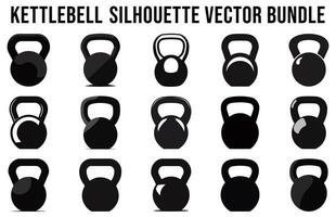 conjunto do kettlebell silhueta vetor pacote, Academia equipamento elemento silhuetas