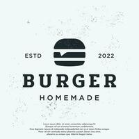 retro vintage quente hamburguer fresco e saboroso logotipo Projeto. logotipo para restaurante, negócios, rótulo, crachá e emblema. vetor
