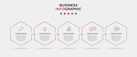 modelo de design de infográfico com ícones e 5 opções ou etapas vetor