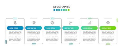 6 processo infográfico fino linha Projeto modelo para negócios. vetor ilustração.