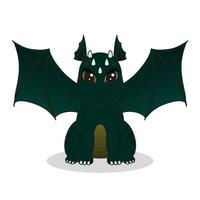 pequeno fofa desenho animado verde Dragão com asas e chifres. engraçado fantasia personagem, jovem mítico réptil monstro. vetor ilustração isolado em branco fundo