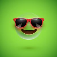 Smiley 3D alta detalhado com óculos de sol em um fundo colorido, ilustração vetorial vetor
