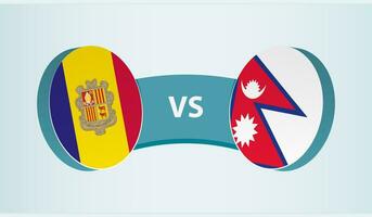 andorra versus Nepal, equipe Esportes concorrência conceito. vetor