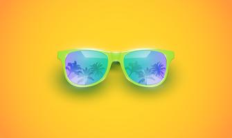 Óculos de sol vector realista sobre um fundo colorido, ilustração vetorial