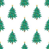 padrão de repetição perfeita de árvores de natal decoradas vetor