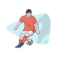 jogador de futebol masculino com camisa de malha laranja vetor