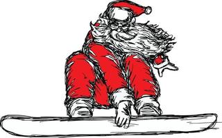 papai noel na ilustração vetorial de snowboard vetor