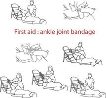 bandagem de primeiros socorros em caso de lesão da articulação do tornozelo vetor
