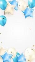 feliz aniversário, parabéns banner design com confete, balões vetor