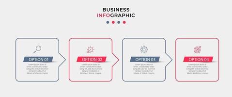 modelo de design de infográfico com ícones e 4 opções ou etapas vetor