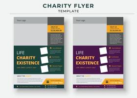 modelo de panfleto de caridade, promoção de existência de caridade de vida, design de panfleto vetor