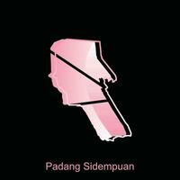 Alto detalhado vetor mapa do Padang sidempuan cidade moderno contorno, logotipo vetor Projeto. abstrato, desenhos conceito, logotipo, logótipo elemento para modelo.