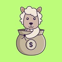 ovelhas em um saco de dinheiro. vetor