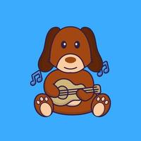 lindo cachorro tocando violão. vetor
