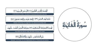 1 do a surata do Alcorão majestoso com Inglês tradução vetor