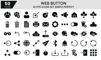 rede botão glifo ícones definir, Diversos coleção. vetor