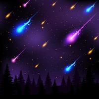 chuva de meteoros à noite vetor
