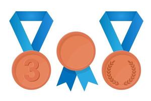 ilustração simples da medalha de bronze com fitas para os vencedores vetor