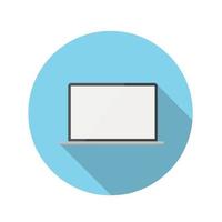 ilustração em vetor ícone laptop design plano conceito com sombra longa.